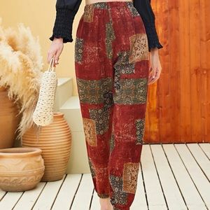 Red Patchwork Hippie Pants